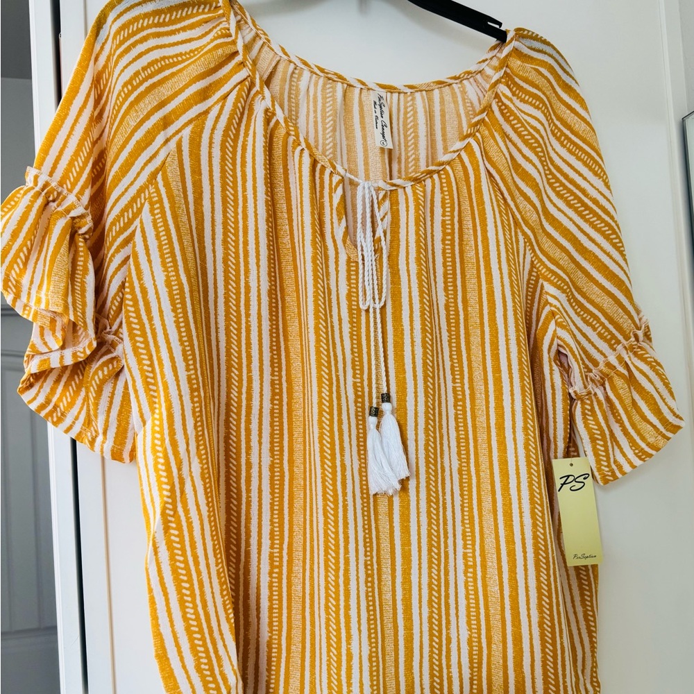 Yellow Striped Women's Top